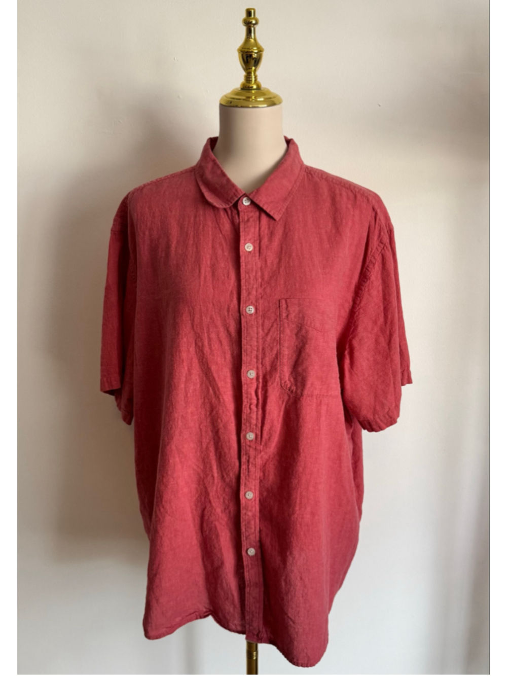 Men's Old Navy Casual Button Down Shirt XXL Red Linen Blend